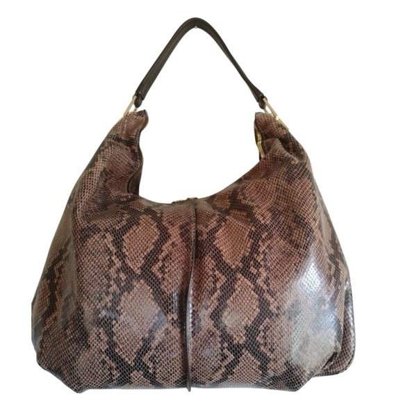 G.I.LI. Got It Love It Animal Print Slouchy Python Brown Black HOBO Tote Bag - Picture 2 of 11